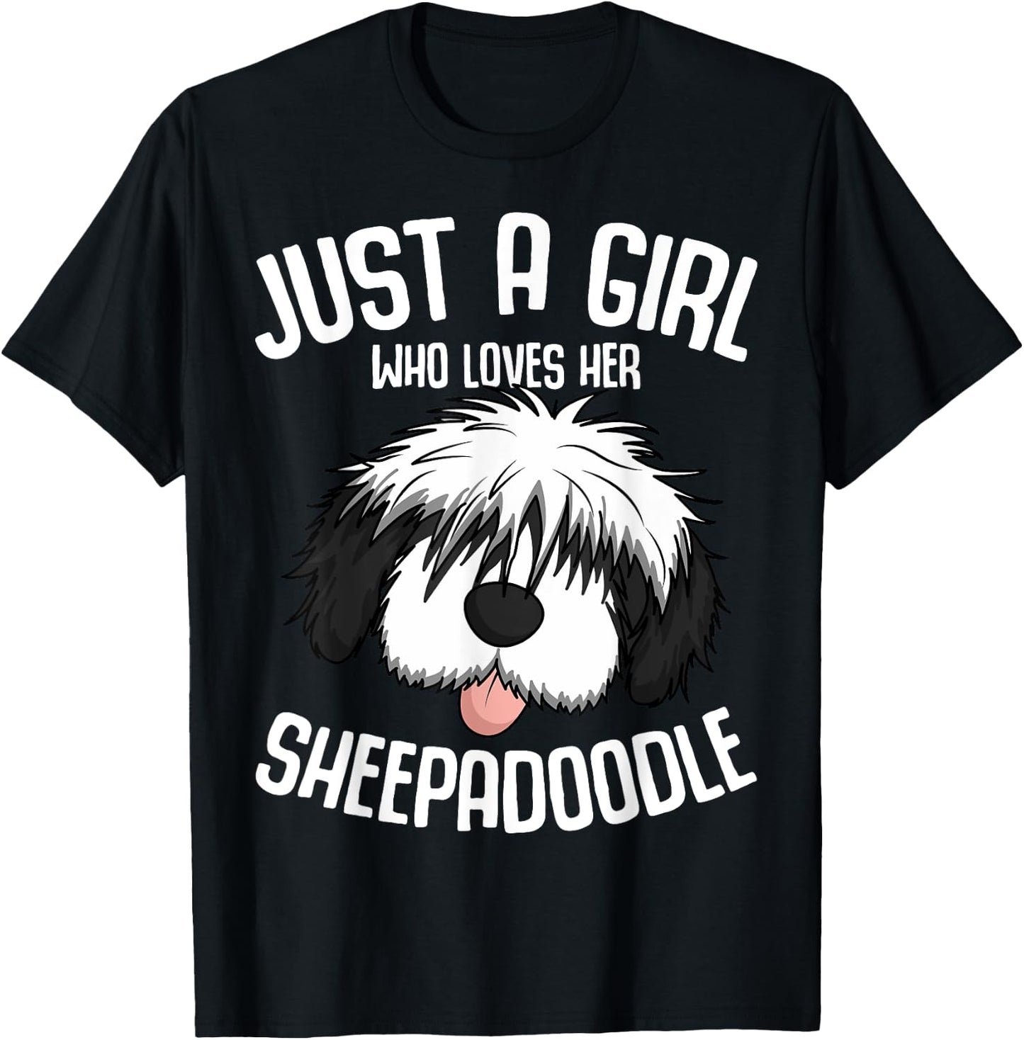Just a Girl Who Loves Her Sheepadoodle Dog Girls T-Shirt - T-Shirt | Black