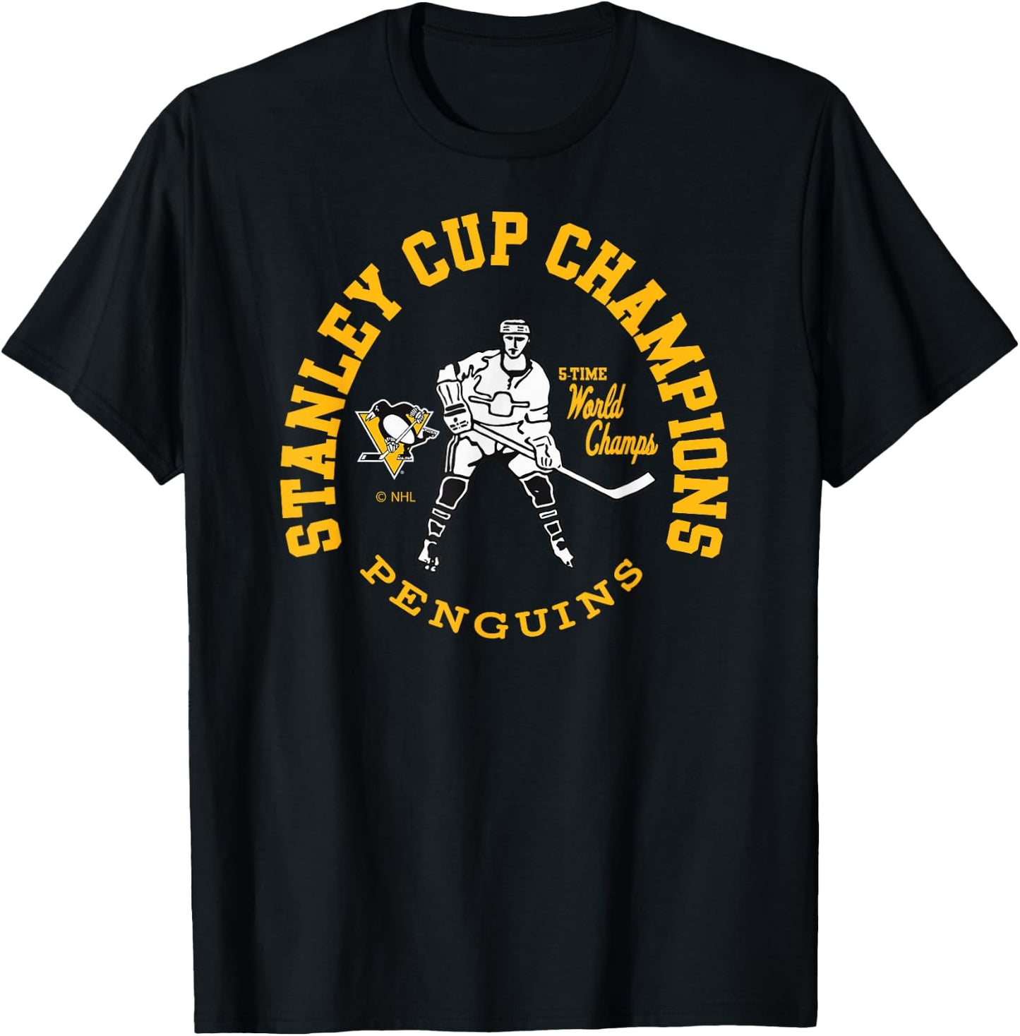Pittsburgh Penguins Stanley Cup Champions 5-Time T-Shirt - T-Shirt | Black