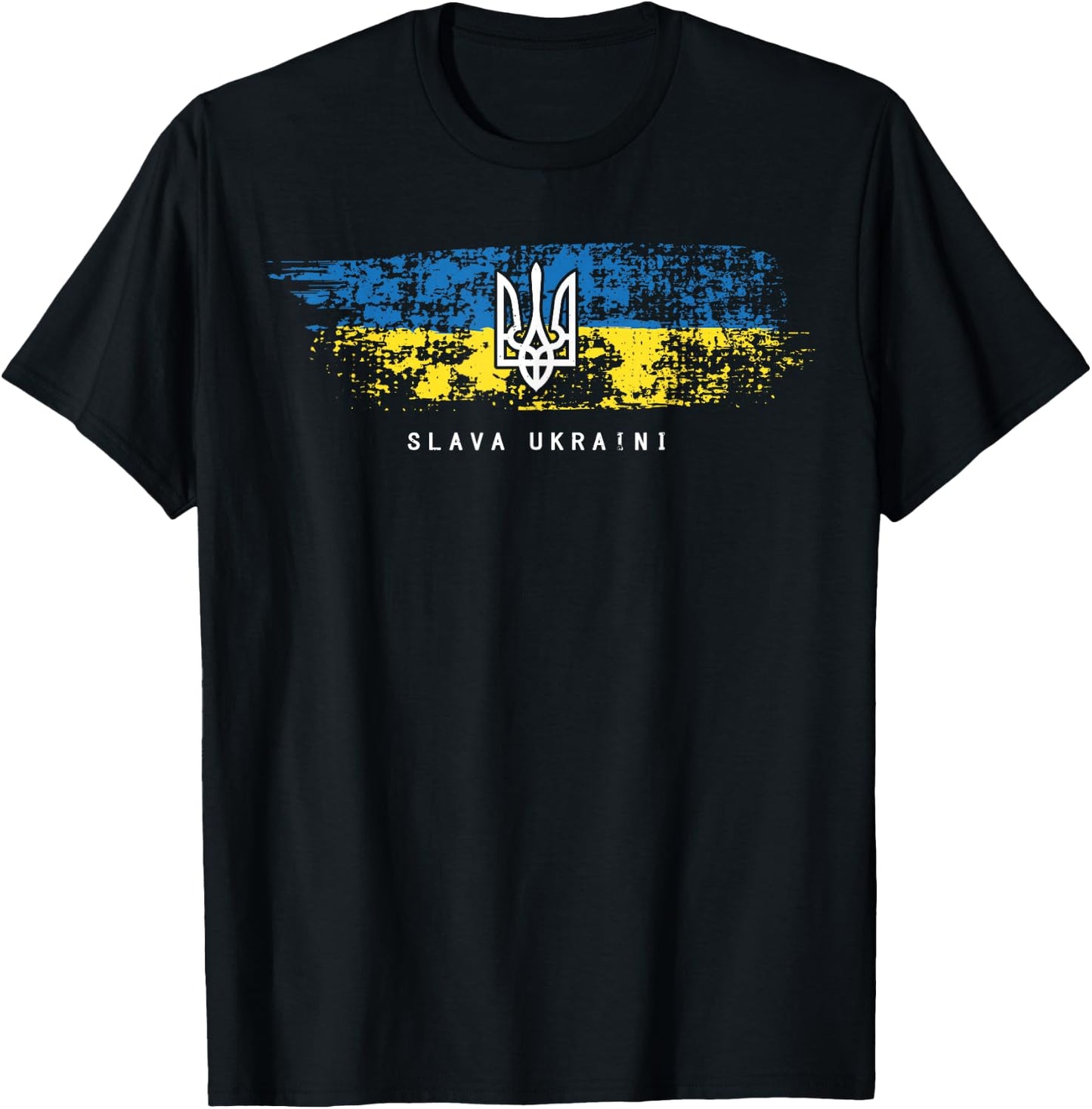 Slava Ukraini Shirt Ukrainian Flag Tryzub Military , black T-Shirt - T-Shirt | Black