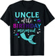 Uncle of The Birthday Mermaid B-Day Girl Family Matching T-Shirt - T-Shirt | Black