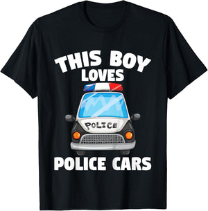 Kids Police Officer This Boy Loves Police Cars Toddler T-Shirt - T-Shirt | Black