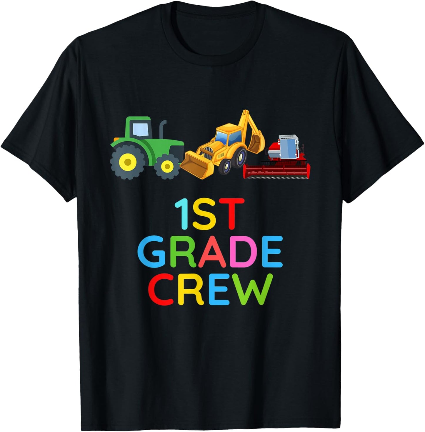 First Grade Crew Tractors 1st Grade Farm Fan First Day T-Shirt - T-Shirt | Black