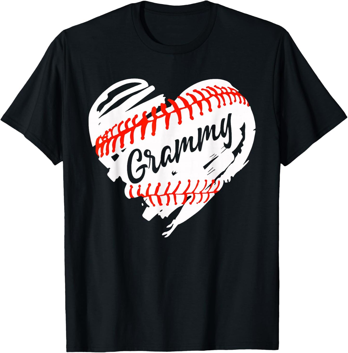 Baseball Heart Baseball Grammy Women Softball Mom Short T-Shirt - T-Shirt | Black