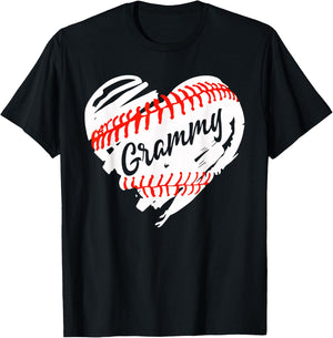 Baseball Heart Baseball Grammy Women Softball Mom Short T-Shirt - T-Shirt | Black