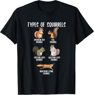 Types of Squirrels Identification Chart Educational Squirrel T-Shirt - T-Shirt | Black