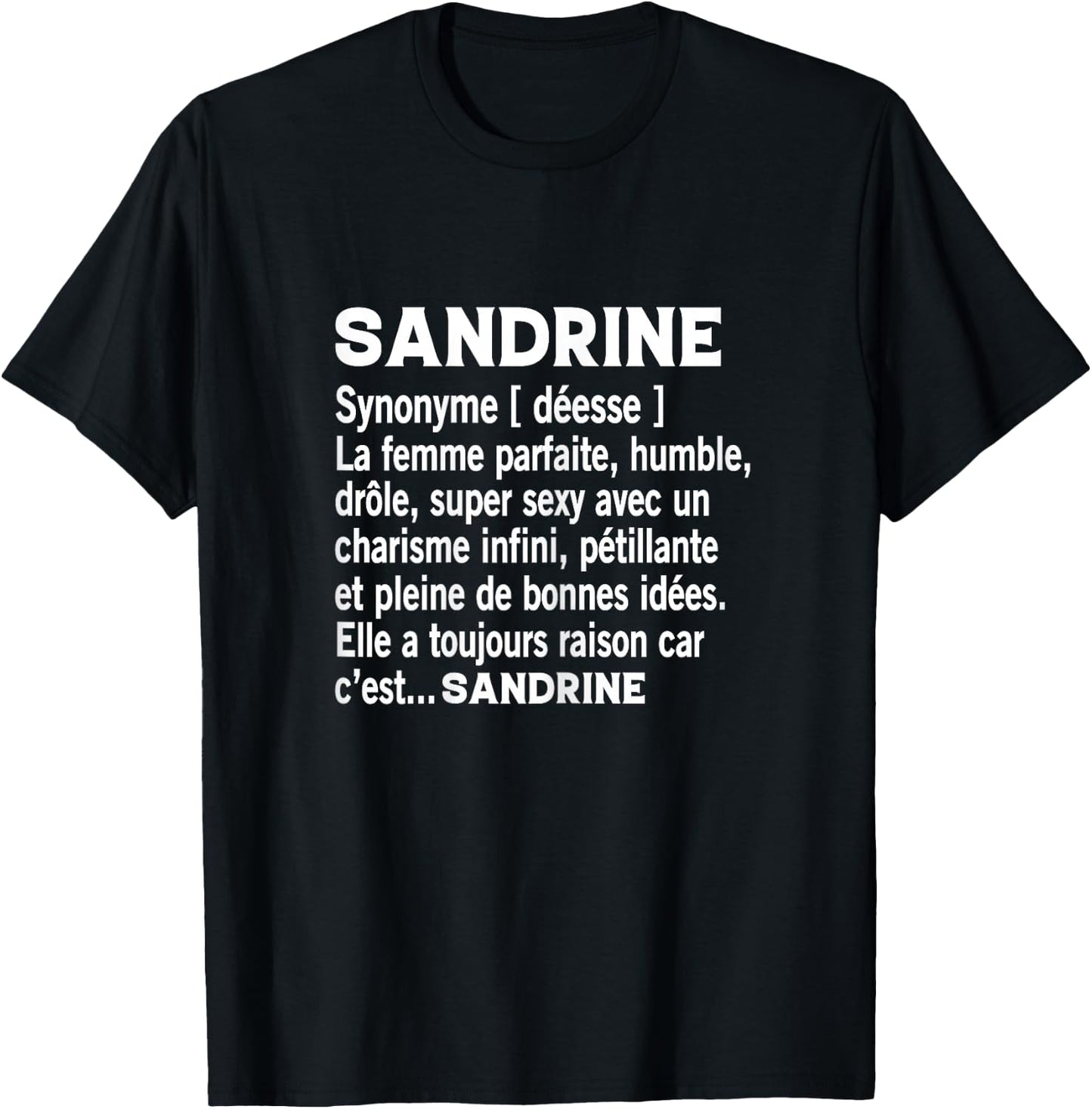 Woman Humour Gift Personalized Name Sandrine Definition T-Shirt - T-Shirt | Black