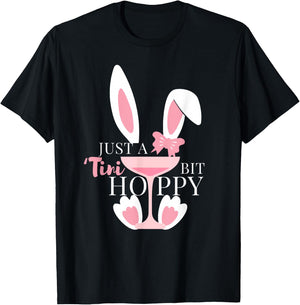 Martini Just A 'Tini Bit Hoppy Happy Easter Coquette Bow T-Shirt - T-Shirt | Black