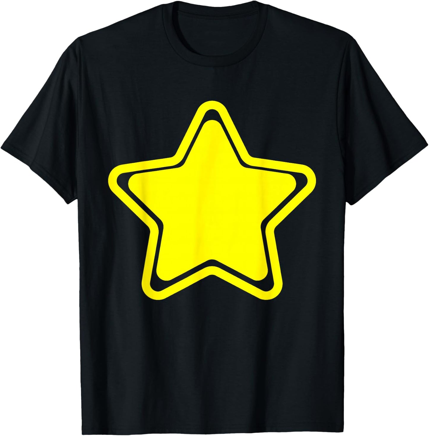 Large Yellow Star with Border - Yellow Star , black T-Shirt - T-Shirt | Black
