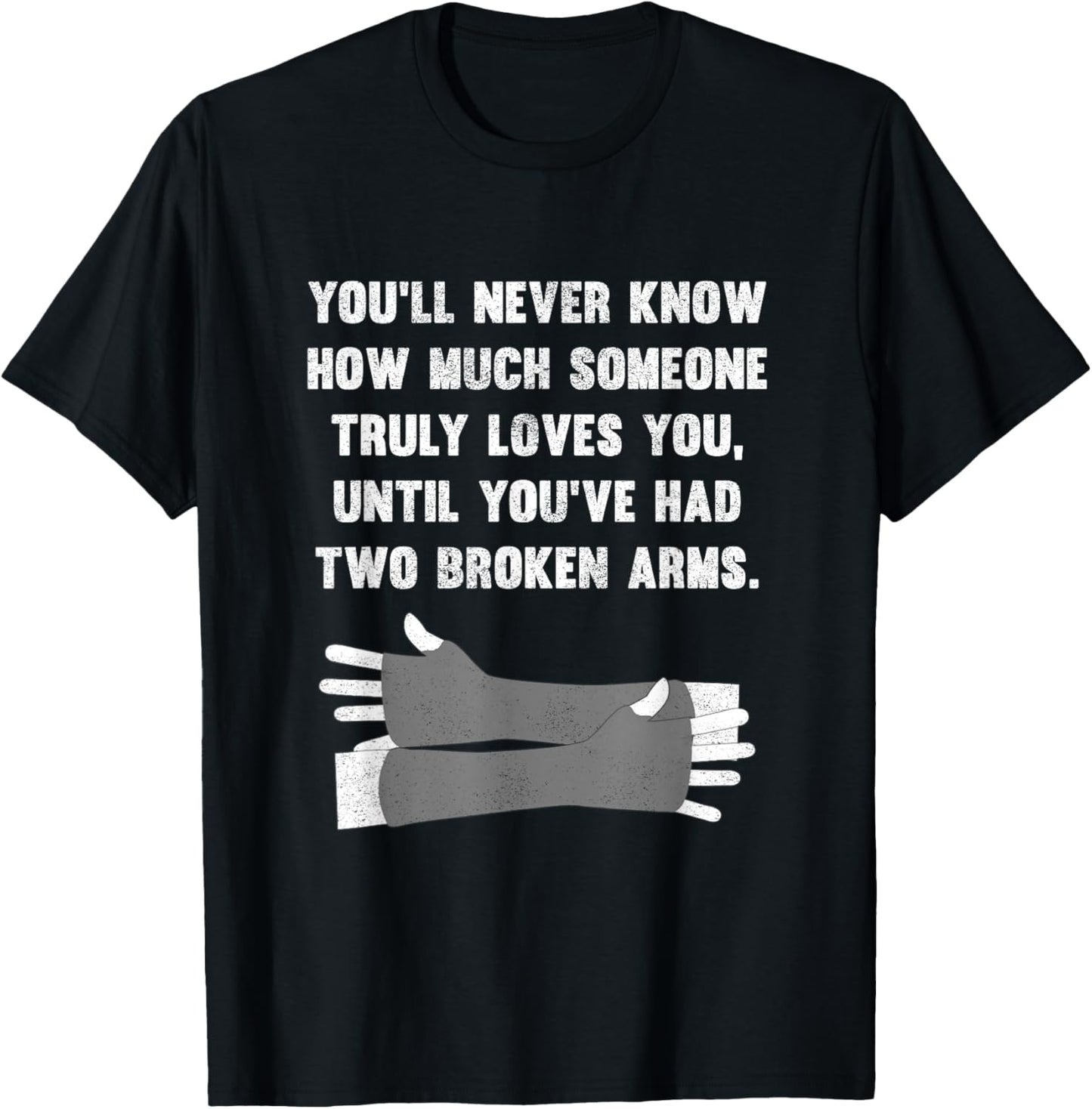Funny Two Broken Arms Love Meme Social Media T-Shirt - T-Shirt | Black