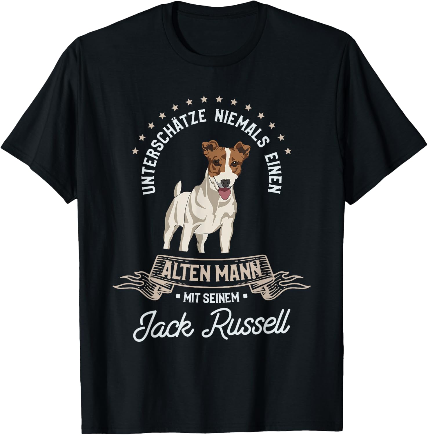 Unterschätze Niemals einen Alten Mann mit seinem Jack Russel T-Shirt - T-Shirt | Black