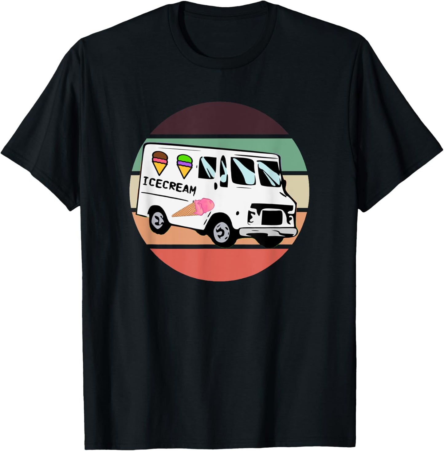 Ice Cream Truck Pastel Sunset Food Truck Ice Cream Men Women Kids T-Shirt - T-Shirt | Black