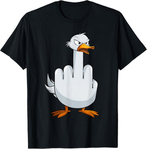 I Don't Give A Duck Middle Finger Funny Offensive Rude Duck T-Shirt - T-Shirt | Black