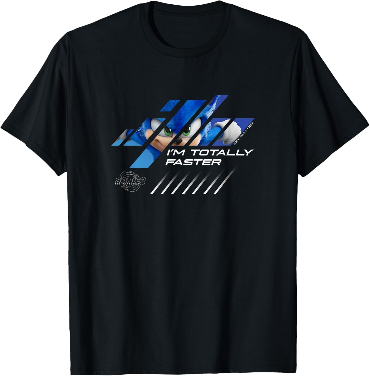 Sonic The Hedgehog 3 - Sonic I'm Totally Faster T-Shirt - T-Shirt | Black