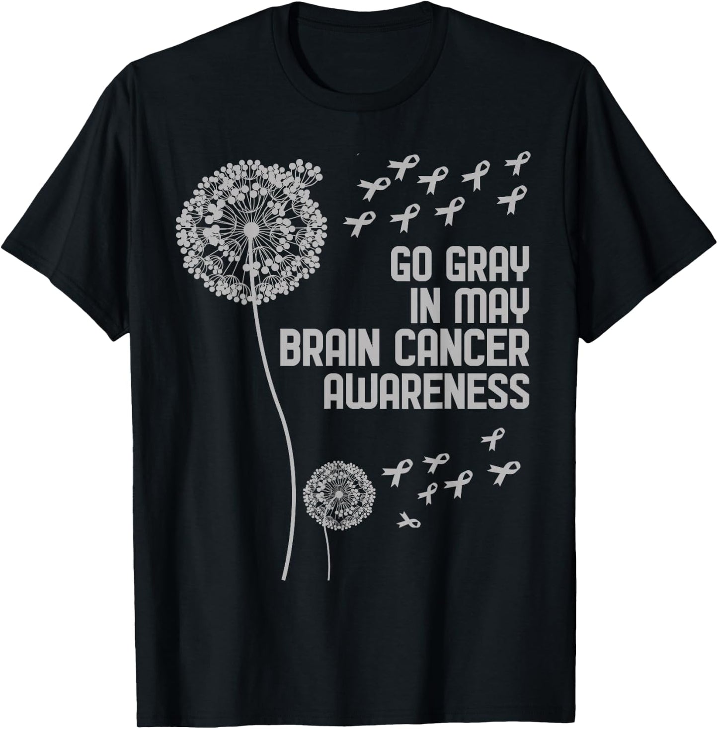 Brain Cancer Awareness Shirt Wear Gray Fight Brain Cancer T-Shirt - T-Shirt | Black