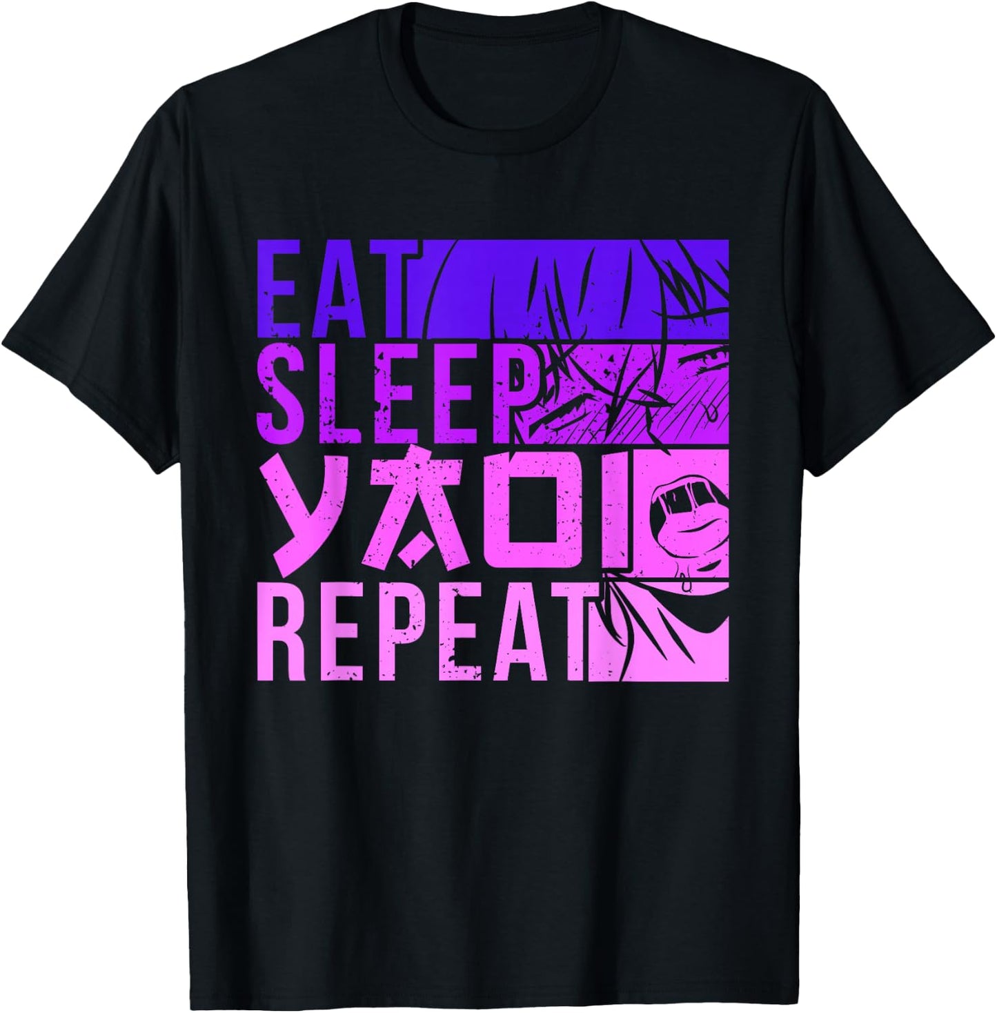 Eat Sleep Yaoi Repeat Fujoshi Anime Boy Gay Manga T-Shirt - T-Shirt | Black