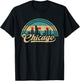 Chicago Flag Skyline Vintage USA Chicago Flag Illinois USA T-Shirt - T-Shirt | Black