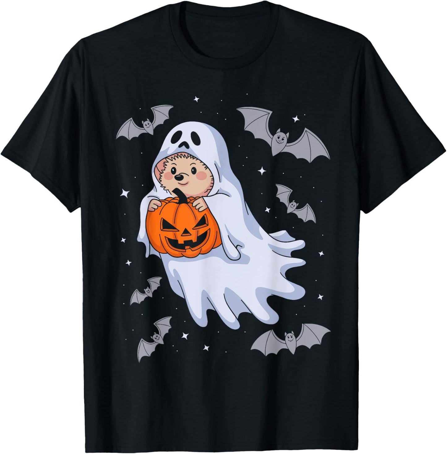 Funny Ghost Hedgehog Lovers Spooky Halloween Pumpkin Costume T-Shirt - T-Shirt | Black