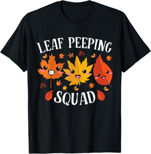 Fall Season Leaves Peeper Leaf Peeping Squad Funny Autumn T-Shirt - T-Shirt | Black
