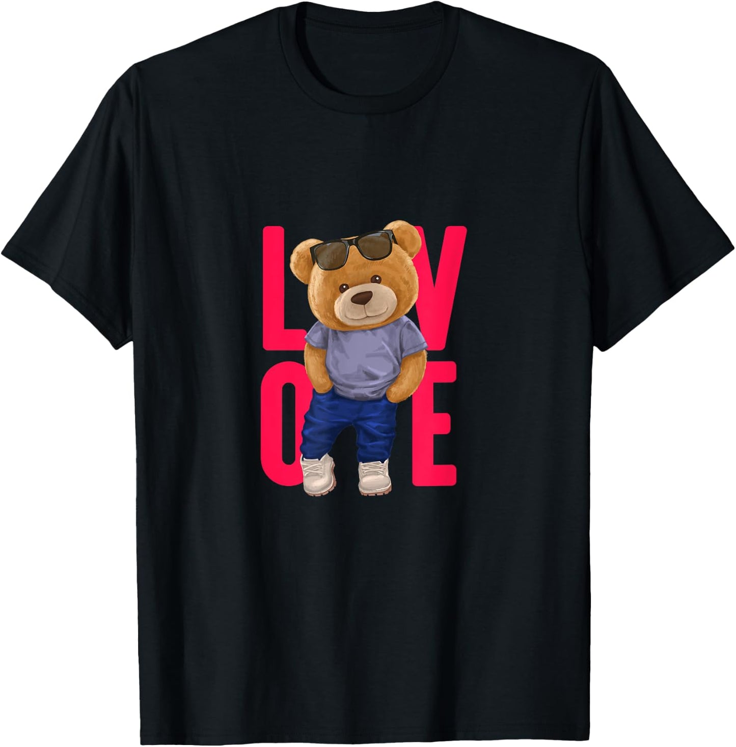 Wear Cool Teddy Bear Fashion Guy Cartoon Graphic Designs Fun T-Shirt - T-Shirt | Black