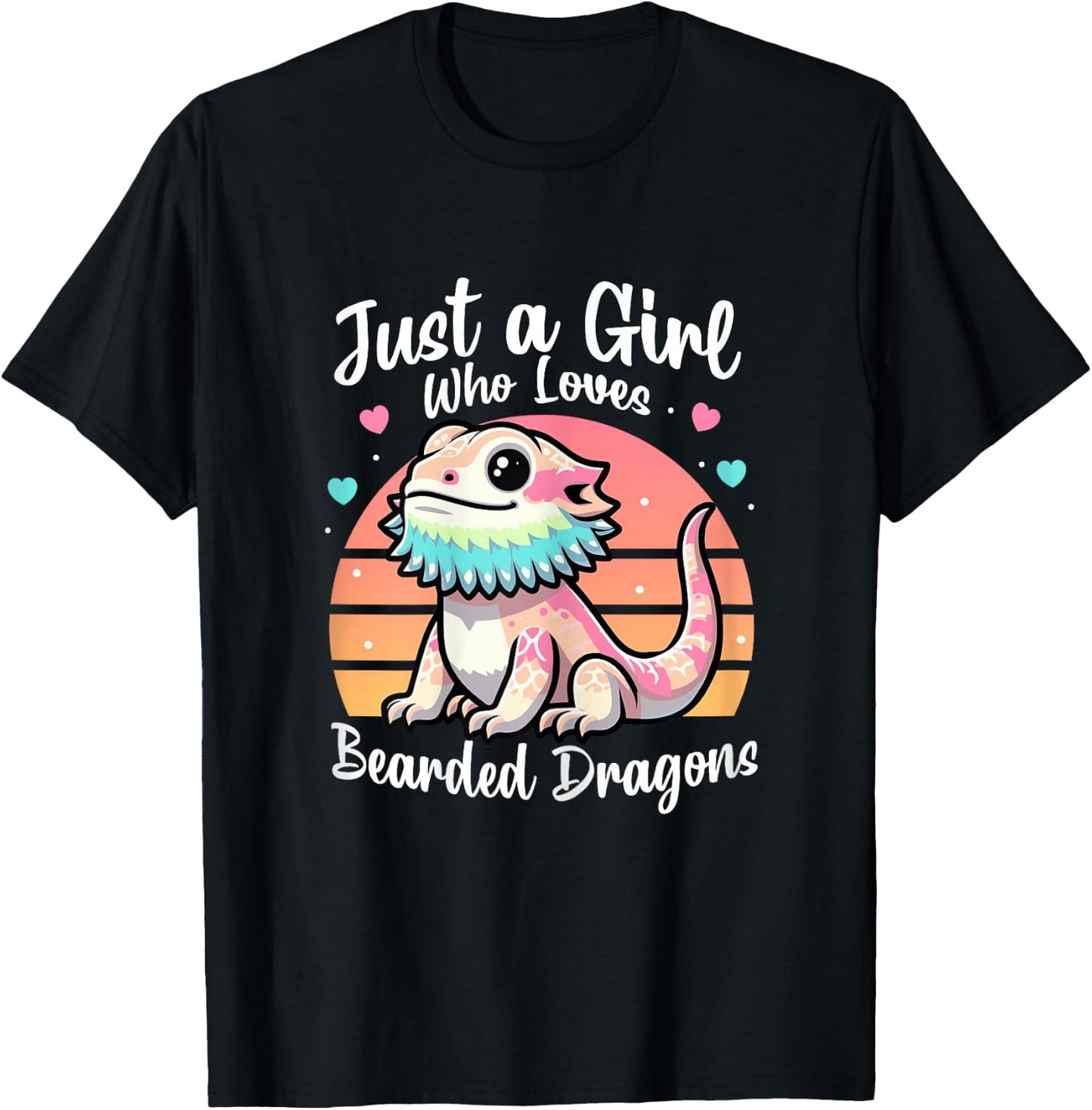 Just A Girl Who Loves Bearded Dragon Cute Reptile Lover T-Shirt - T-Shirt | Black