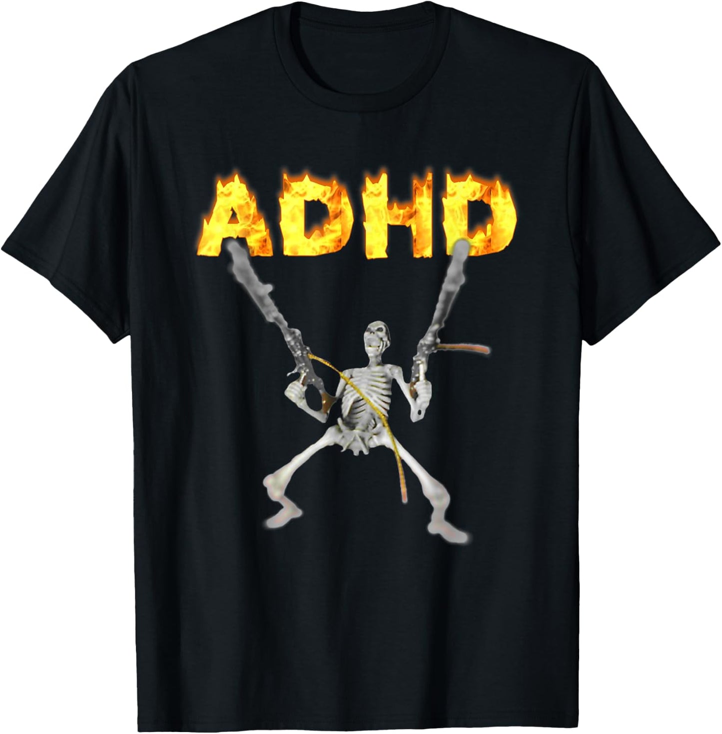 ADHD Skeleton Meme , black T-Shirt - T-Shirt | Black