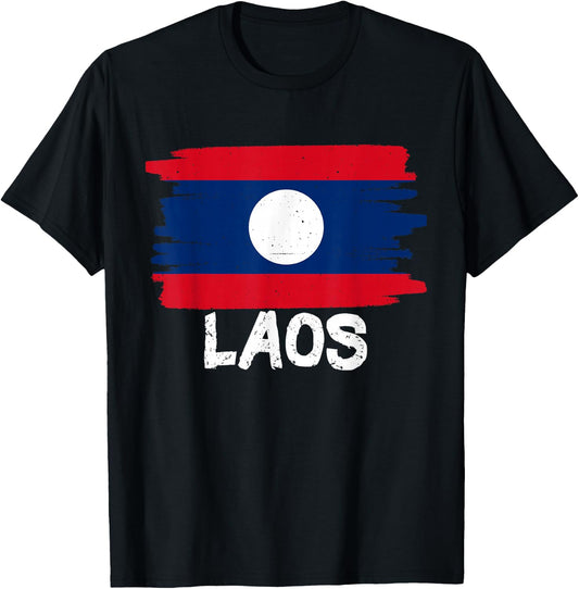 Laos Flag T-Shirt - T-Shirt | Black
