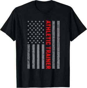 Athletic Trainer Vintage US Flag Dad T-Shirt - T-Shirt | Black
