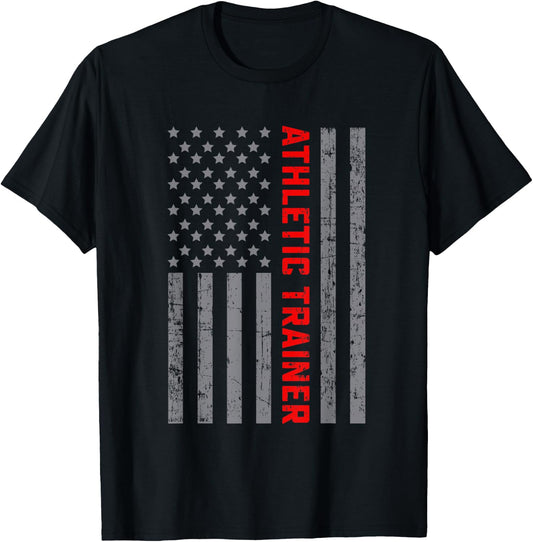 Athletic Trainer Vintage US Flag Dad T-Shirt - T-Shirt | Black