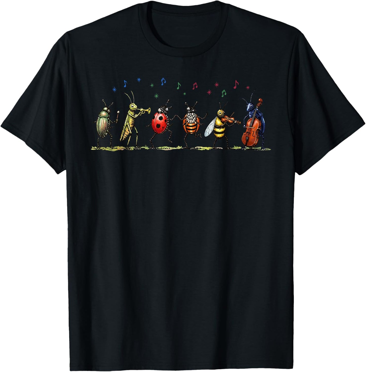 Bugs Music Band Instruments Musician Insect Music Lover T-Shirt - T-Shirt | Black