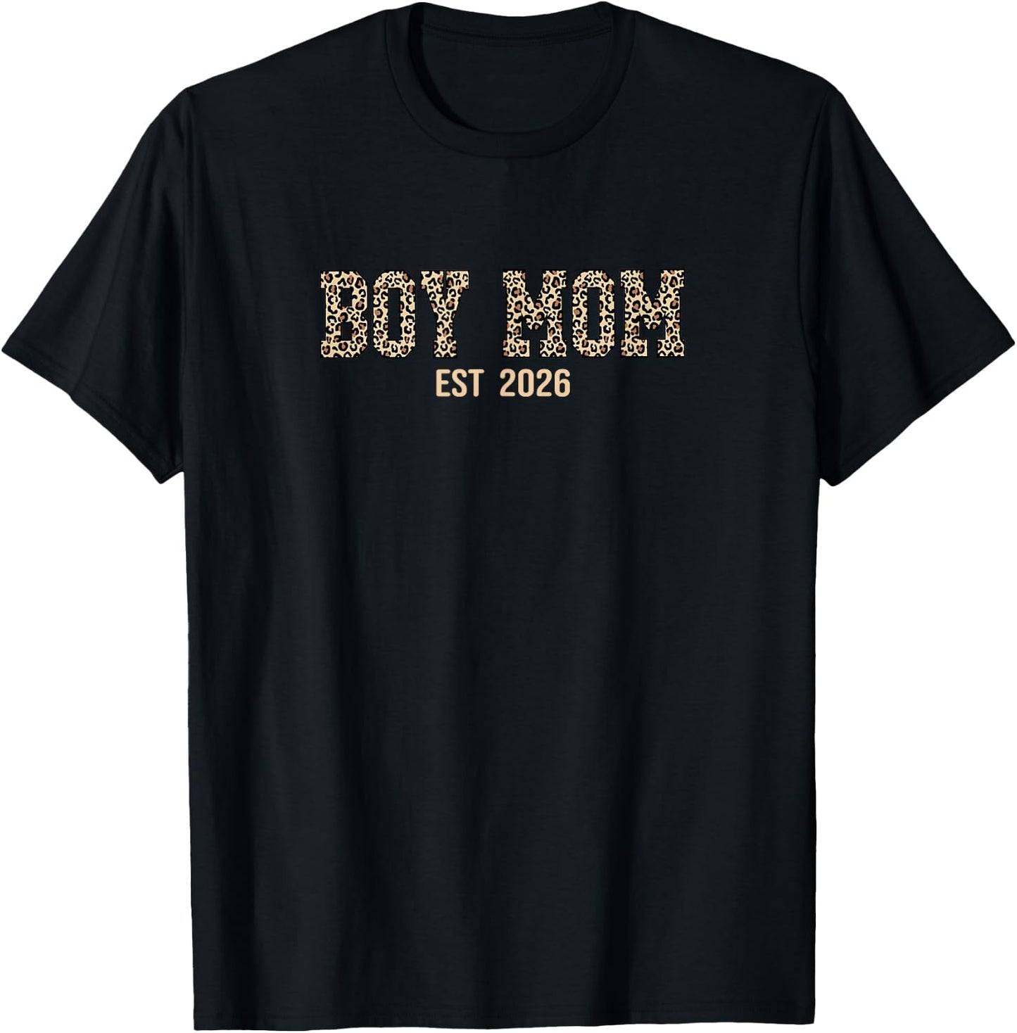 Boy Mom Established Est 2026 Leopard Print T-Shirt - T-Shirt | Black