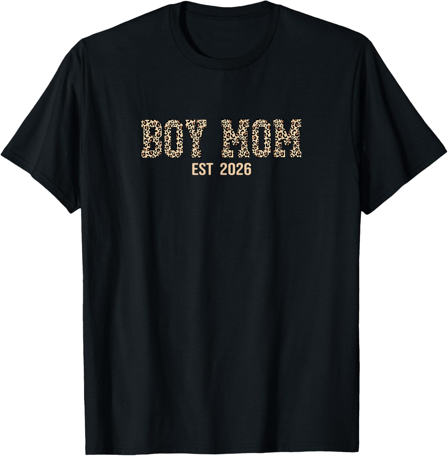 Boy Mom Established Est 2026 Leopard Print T-Shirt - T-Shirt | Black