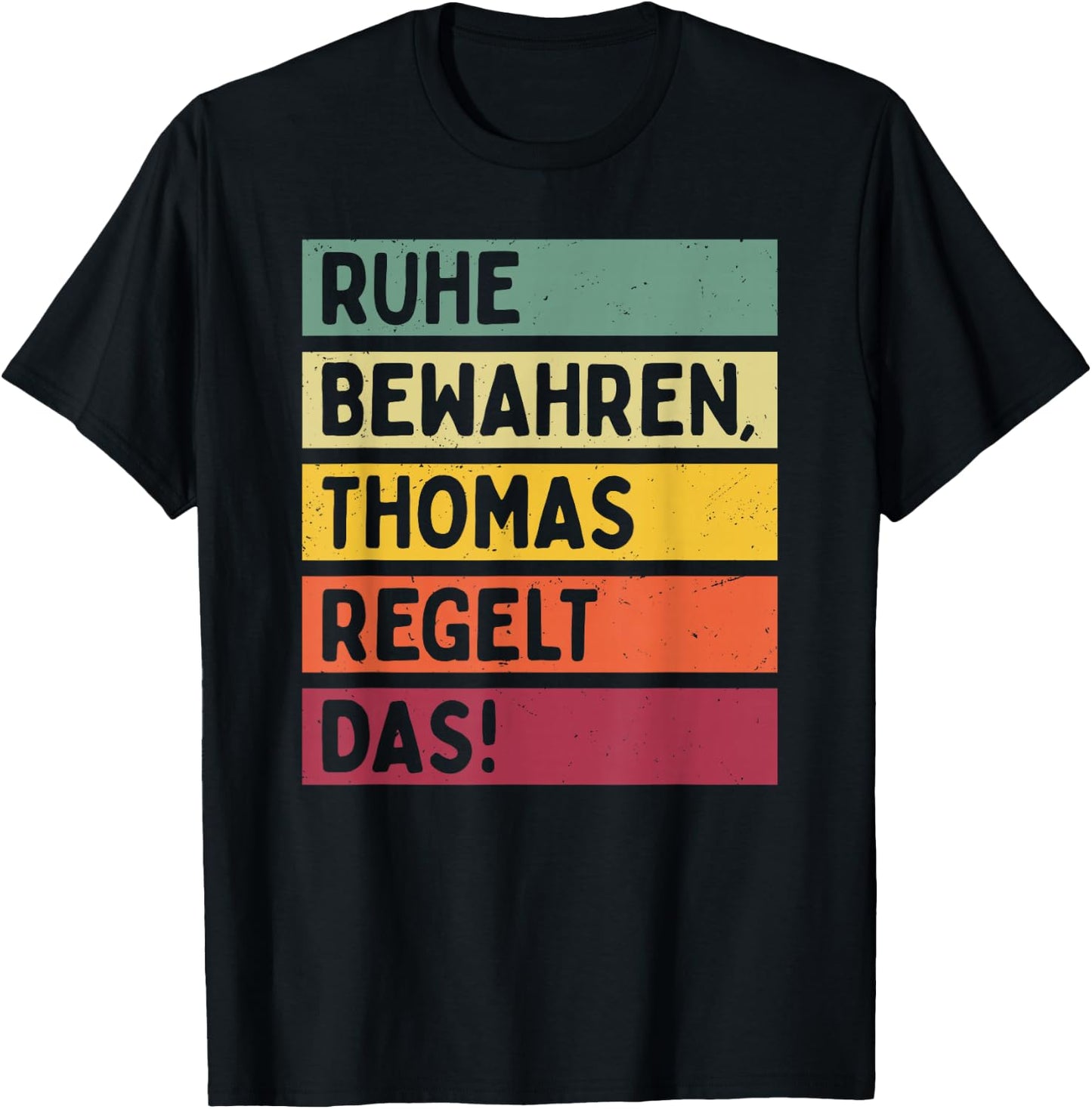 with German Text in Retro Colours, black T-Shirt - T-Shirt | Black