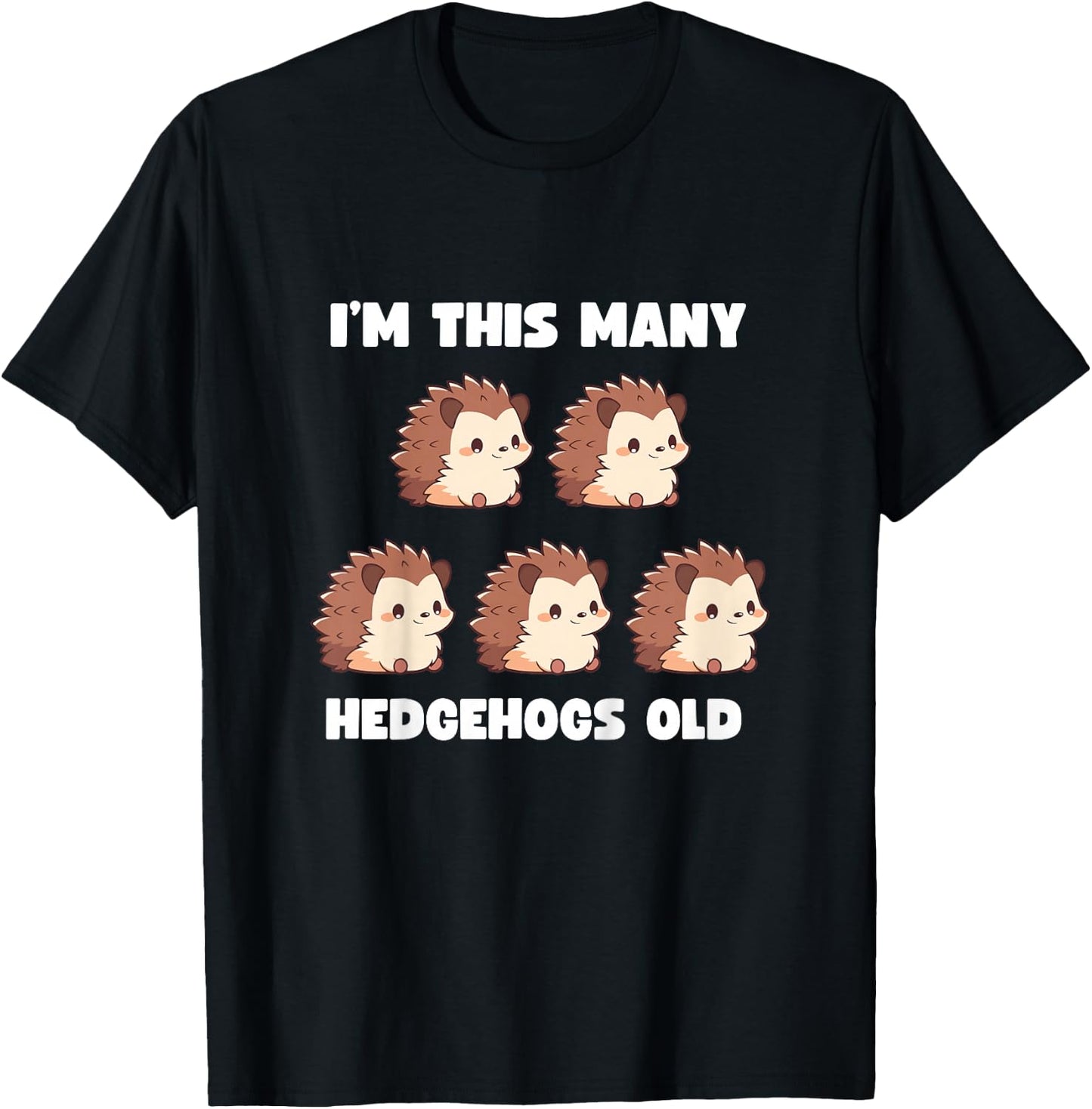 Kids I'm This Many Hedgehogs Old - Hedgehog 5th Birthday 5 Years T-Shirt - T-Shirt | Black