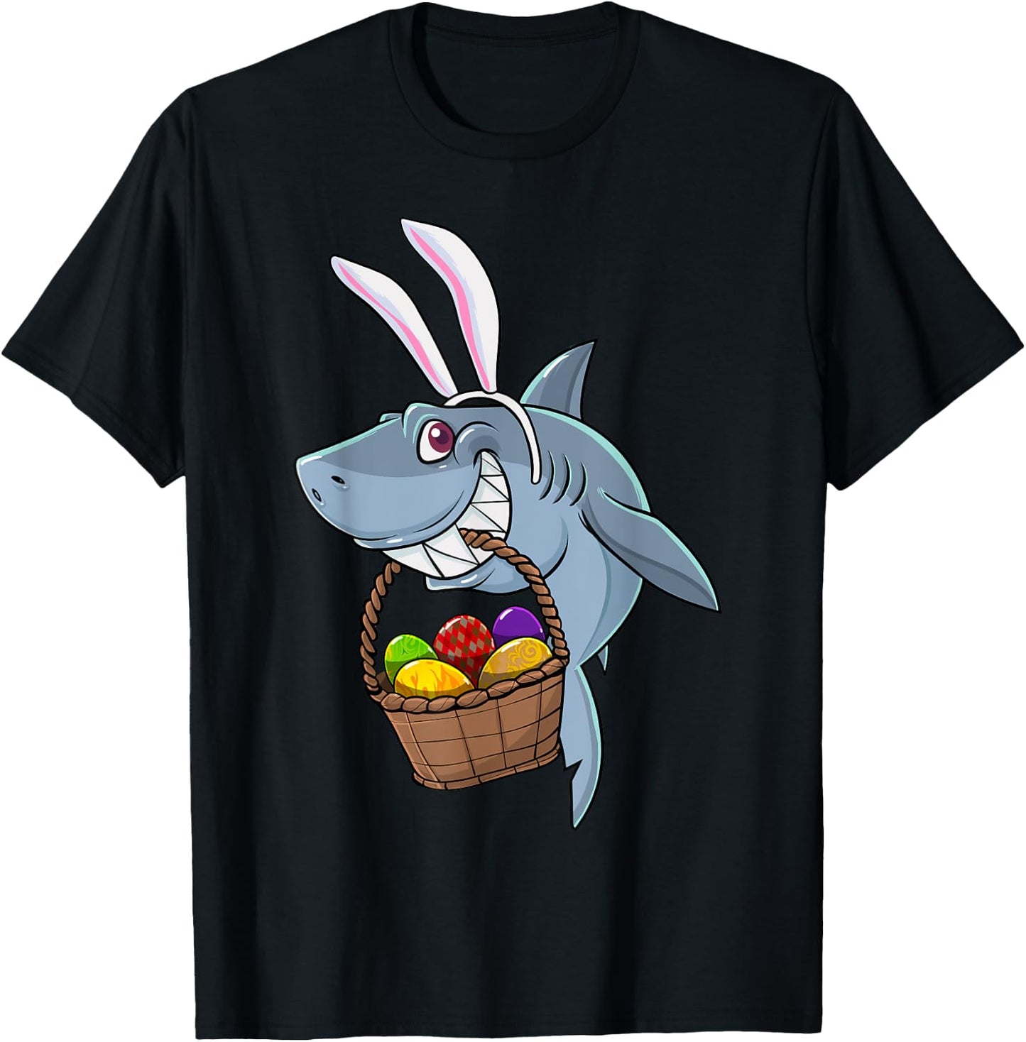 Cute Bunny Shark Easter For Boys Girls T-Shirt - T-Shirt | Black