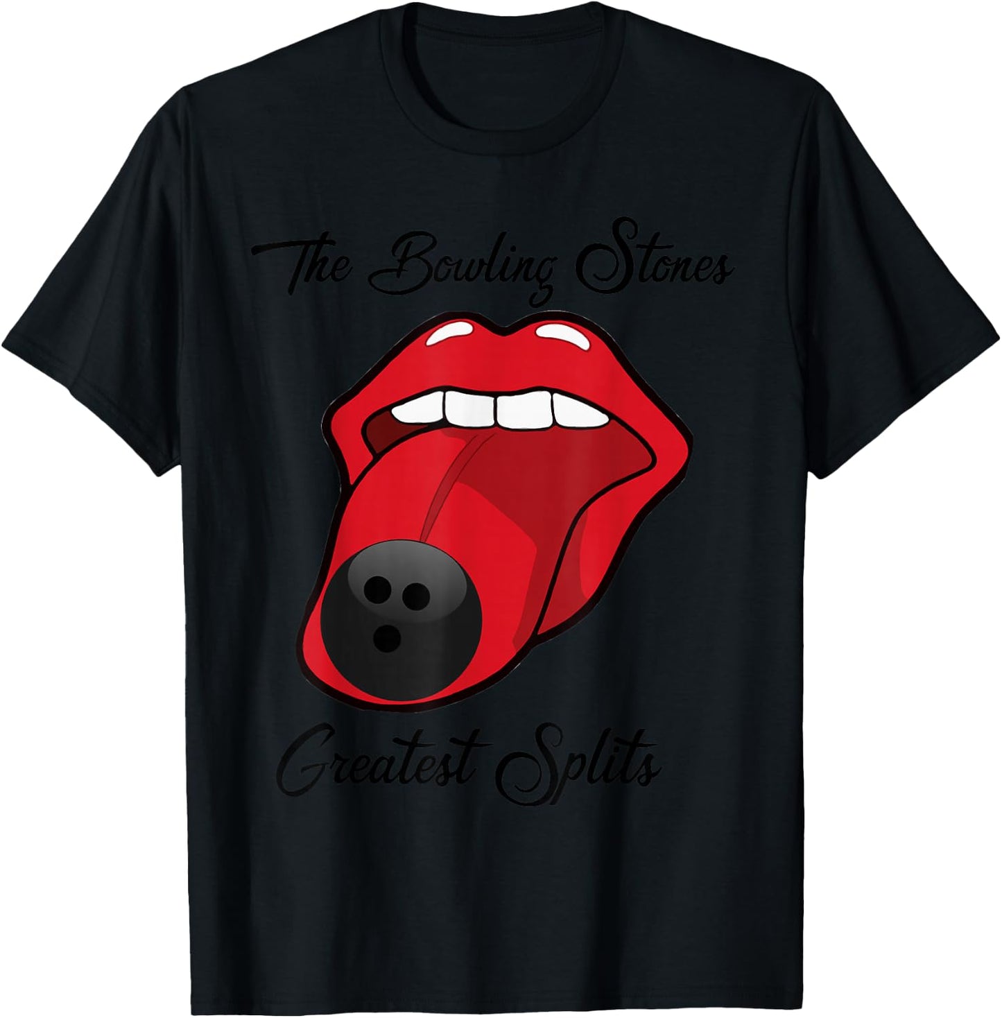 Funny Bowling the Bowling Stones Design T-Shirt - T-Shirt | Black