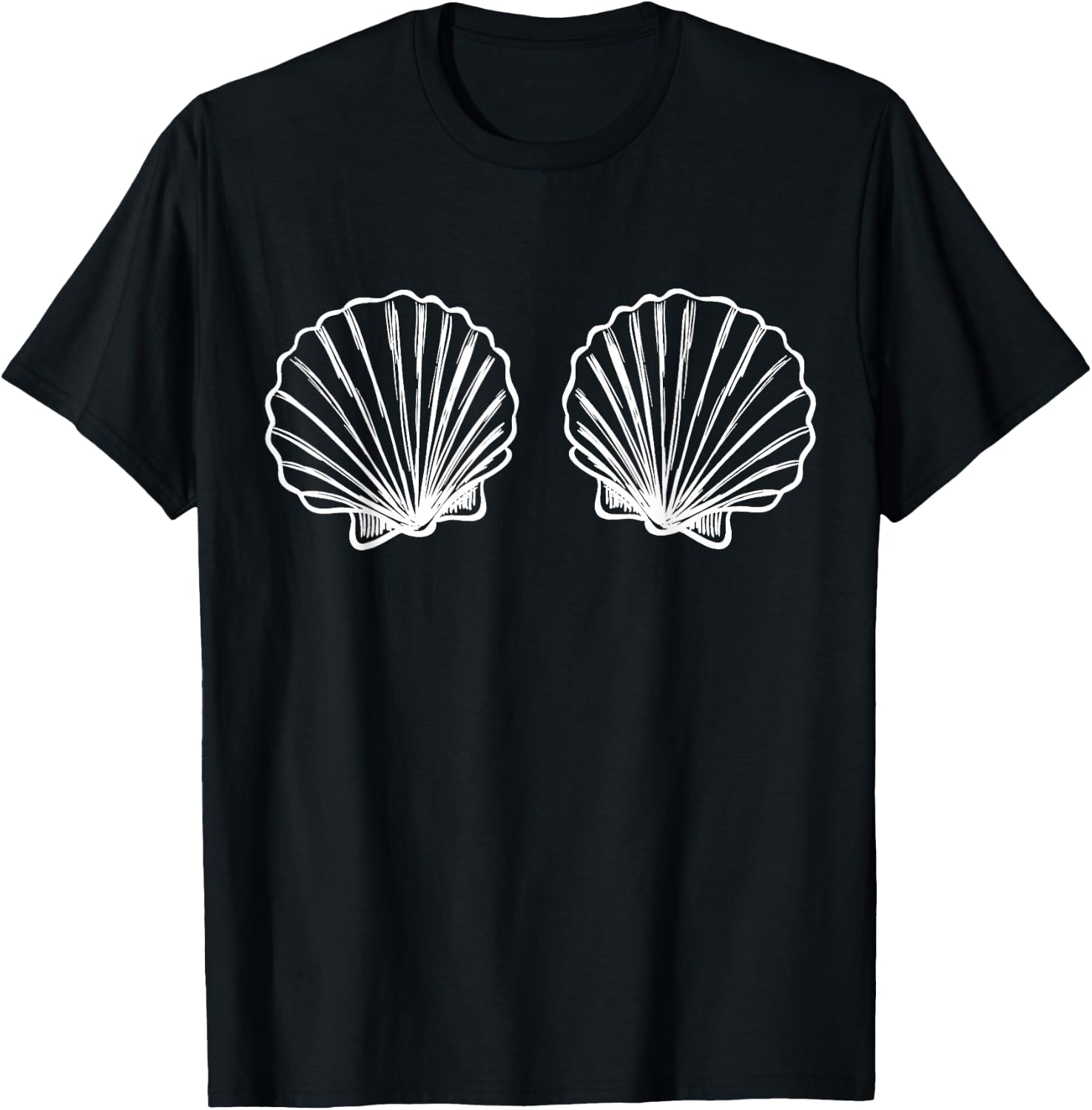 Mermaid Sea Shell Bra Funny Graphic Seashell Mermaid Lover T-Shirt - T-Shirt | Black