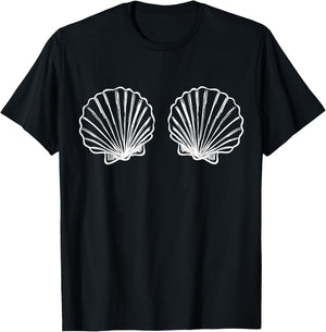 Mermaid Sea Shell Bra Funny Graphic Seashell Mermaid Lover T-Shirt - T-Shirt | Black