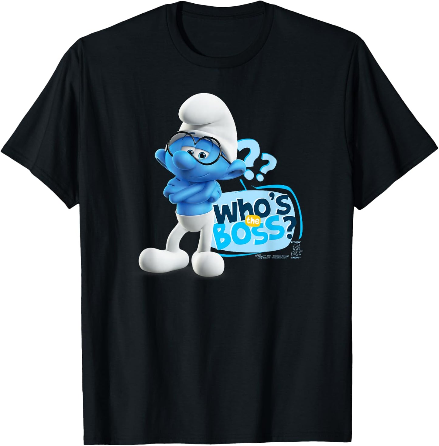 The Smurfs Brainy Who's The Boss? T-Shirt - T-Shirt | Black