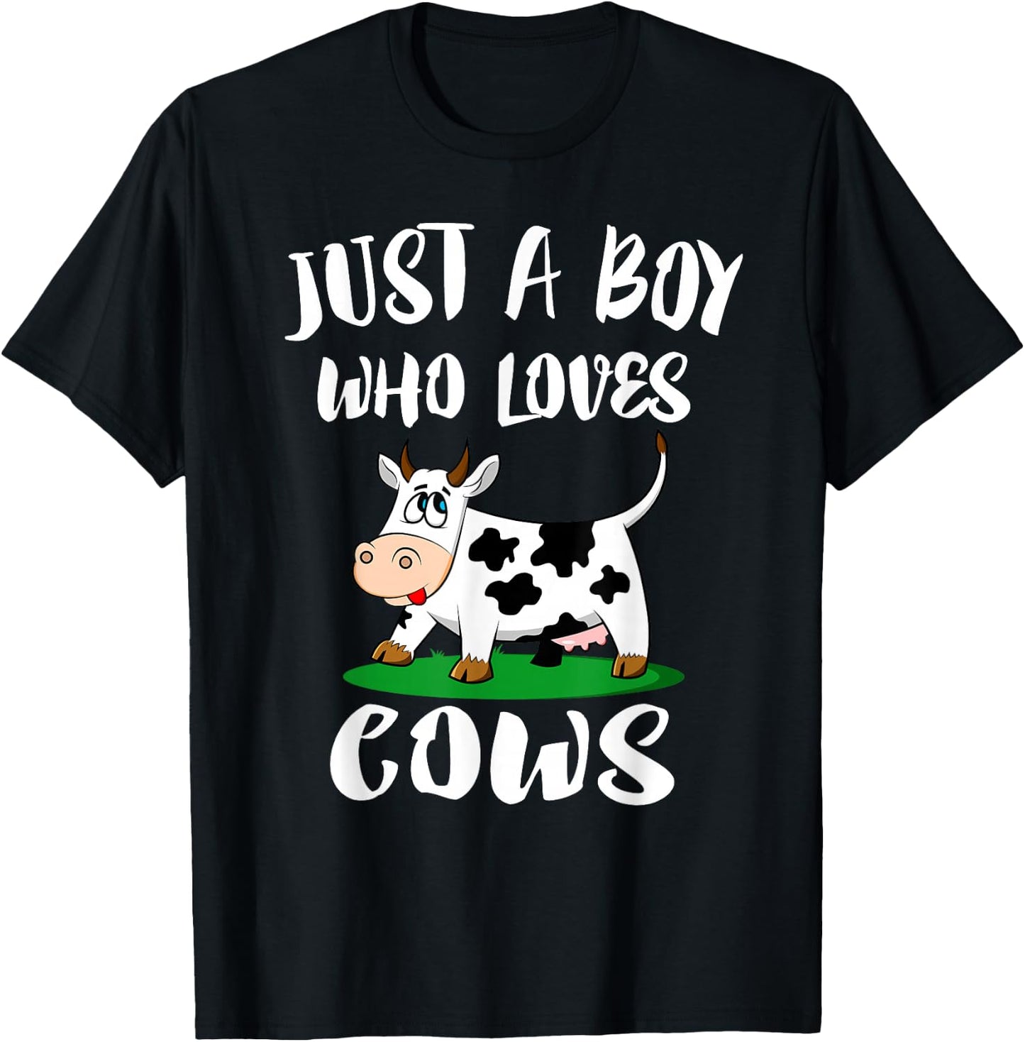 Just A Boy Who Loves Cows Animal Farm Small T-Shirt - T-Shirt | Black
