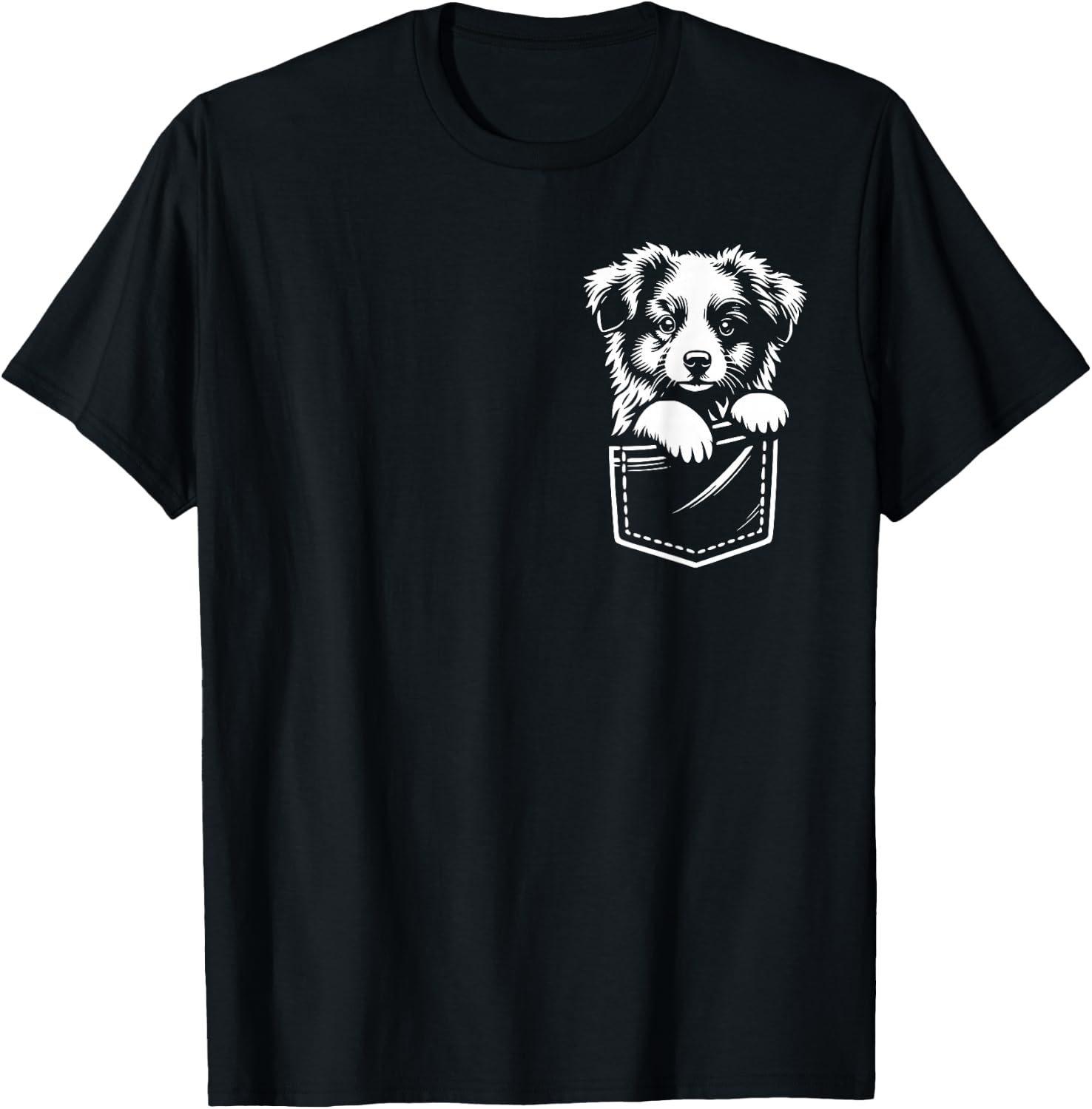 Cute Australian Shepherd Peeking Aussie Dog Graphic Design T-Shirt - T-Shirt | Black
