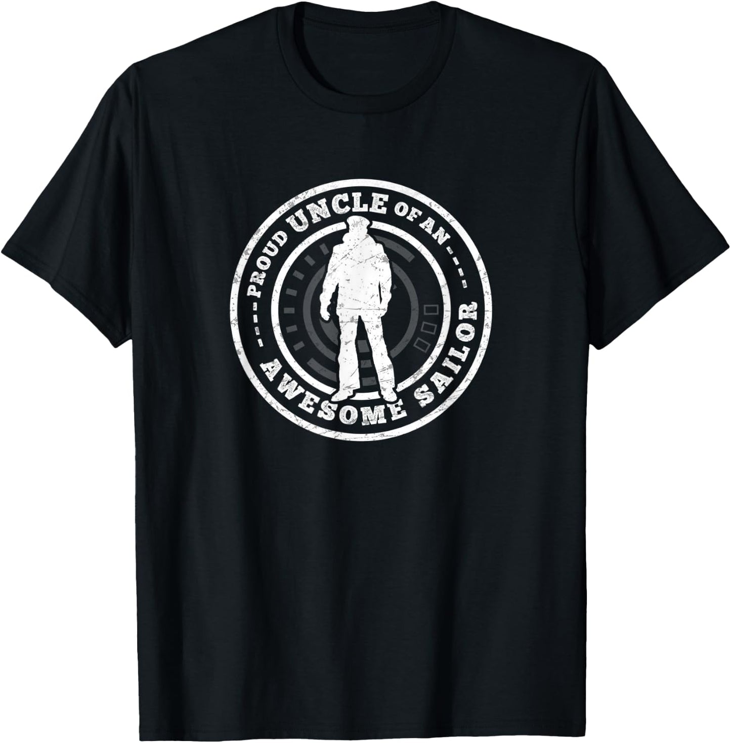 Proud Uncle Of A Sailor Circle Badge Military T Shirts T-Shirt - T-Shirt | Black