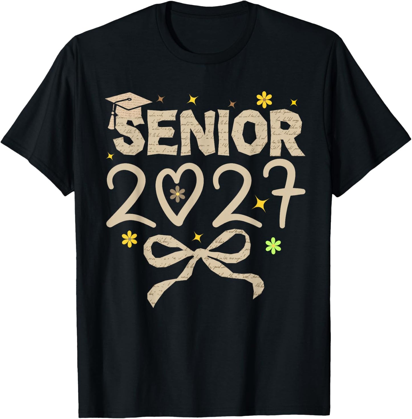 Class of 2027 Senior Coquette Bow 2027 Graduation T-Shirt - T-Shirt | Black