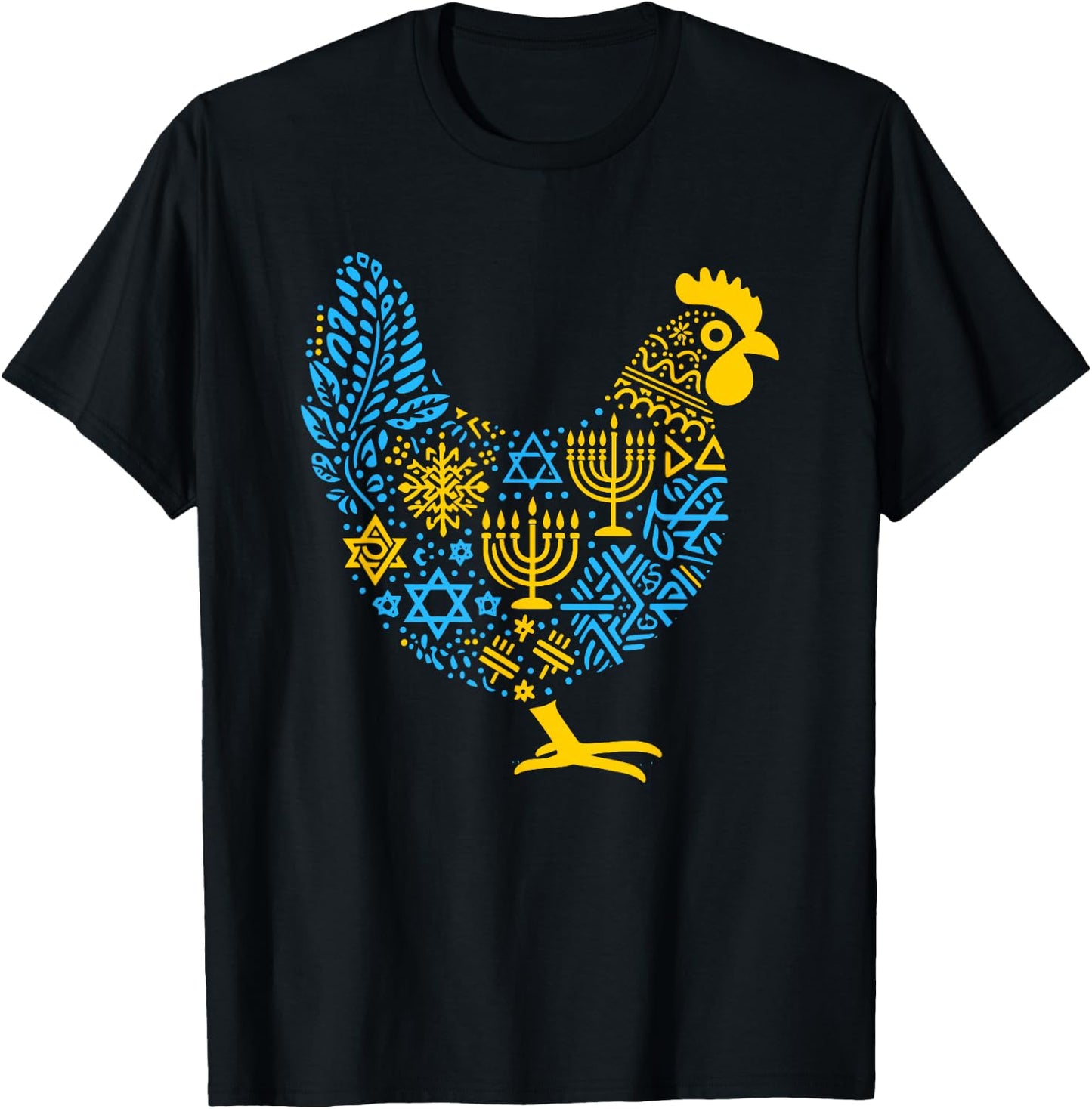 Chicken Menorah Dreidel Jewish Hanukkah Kids T-Shirt - T-Shirt | Black