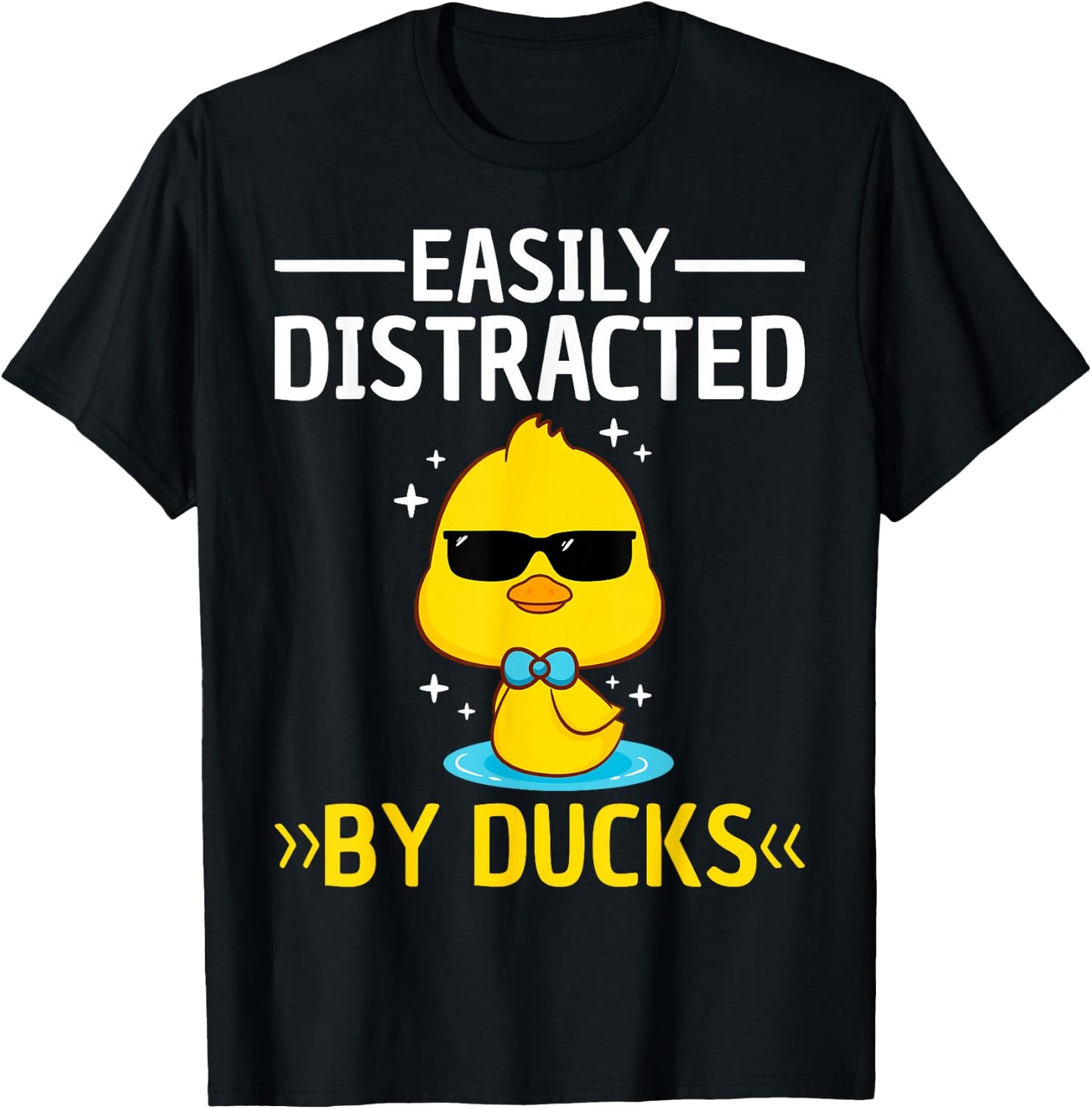 Easily Distracted By Ducks Men Boys Kids Funny Duck T-Shirt - T-Shirt | Black