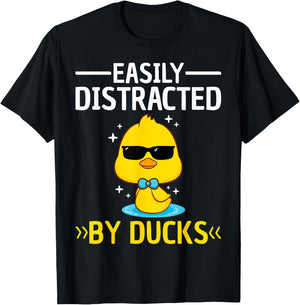 Easily Distracted By Ducks Men Boys Kids Funny Duck T-Shirt - T-Shirt | Black