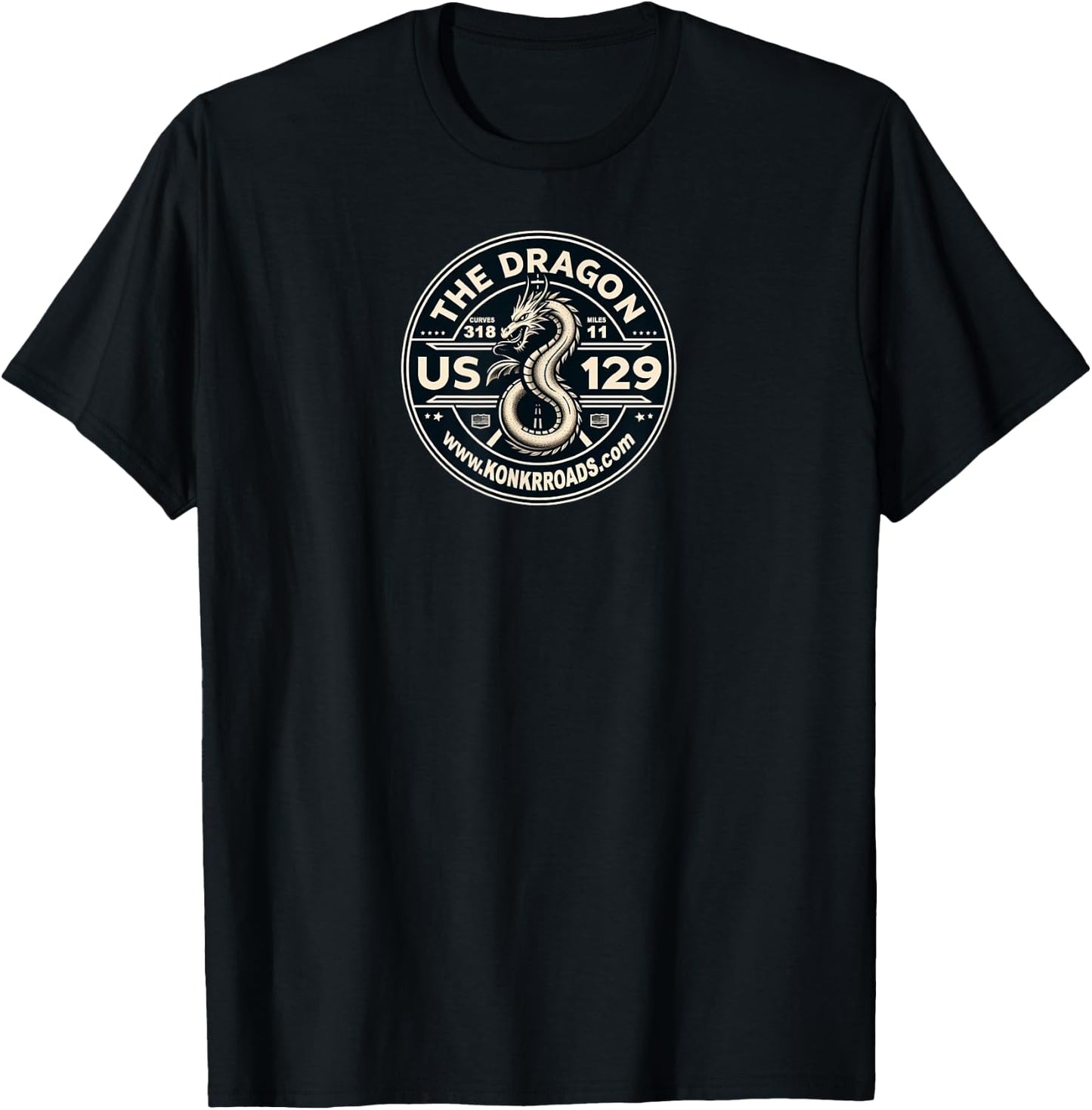 KONKR Roads US129 The Dragon Tail of Deals Gap NC TN T-Shirt - T-Shirt | Black