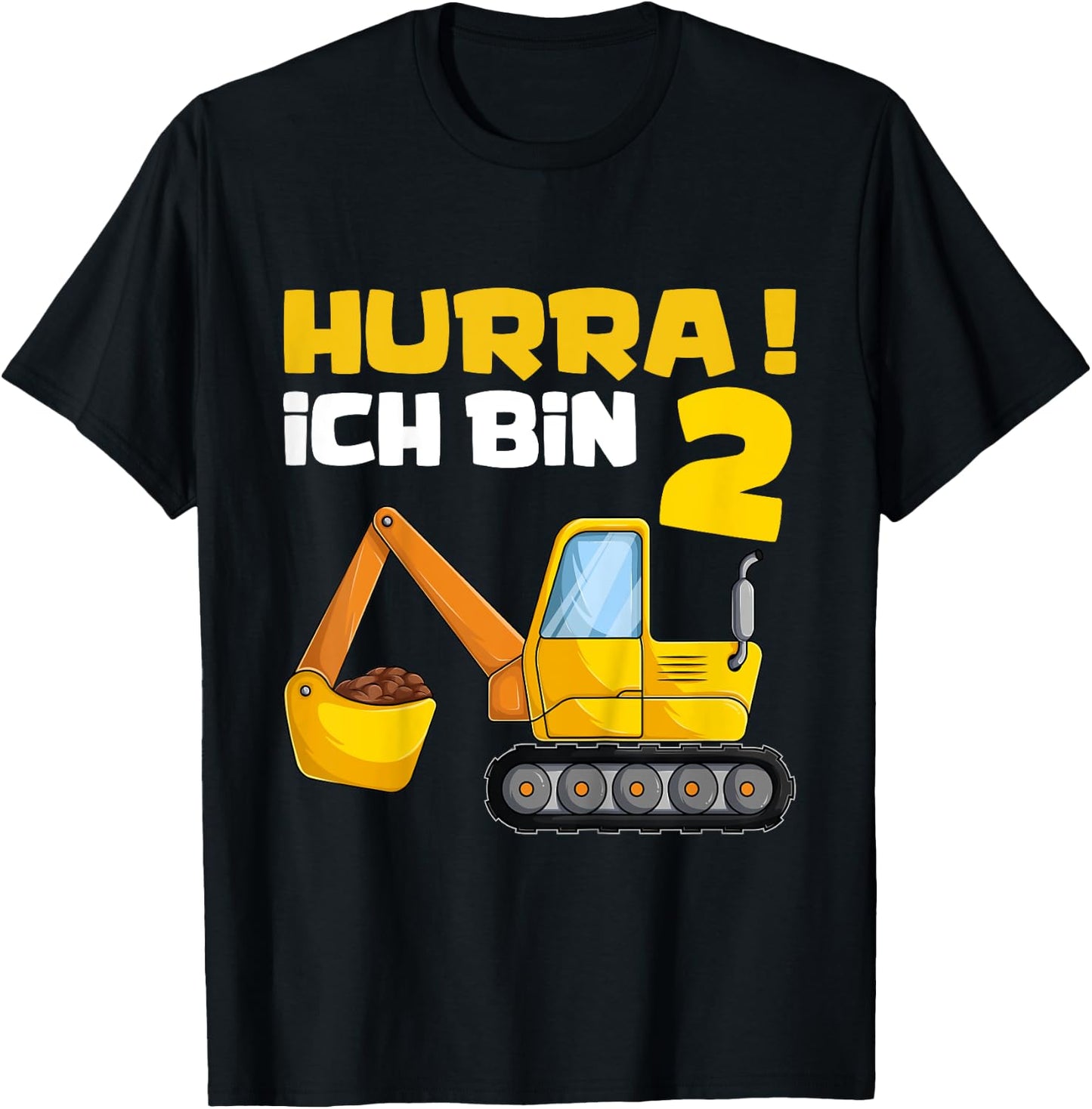 Hurra Ich Bin 2. Geburtstag Jungen Shirts, Zwei Jahre Bagger T-Shirt - T-Shirt | Black