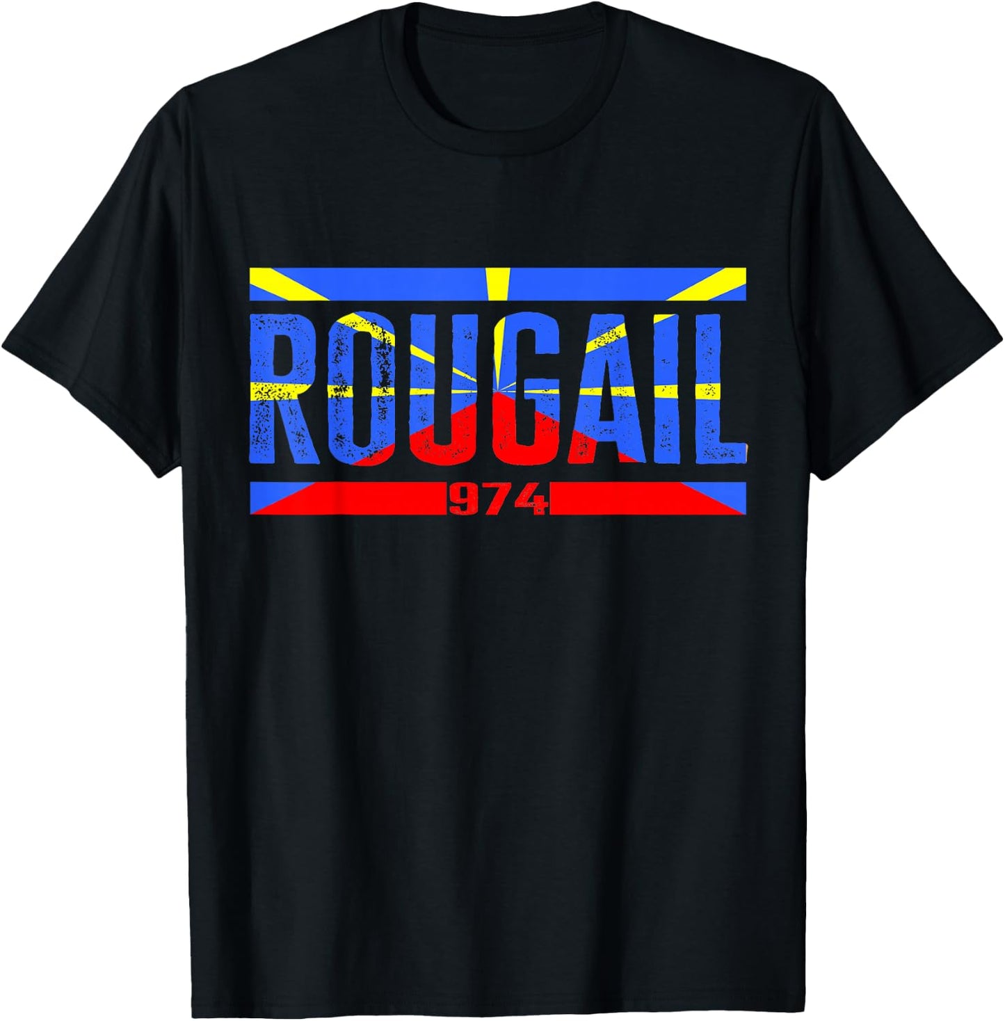 Island of the Réunion 974 representing Creole Rouge Flag , Black T-Shirt - T-Shirt | Black