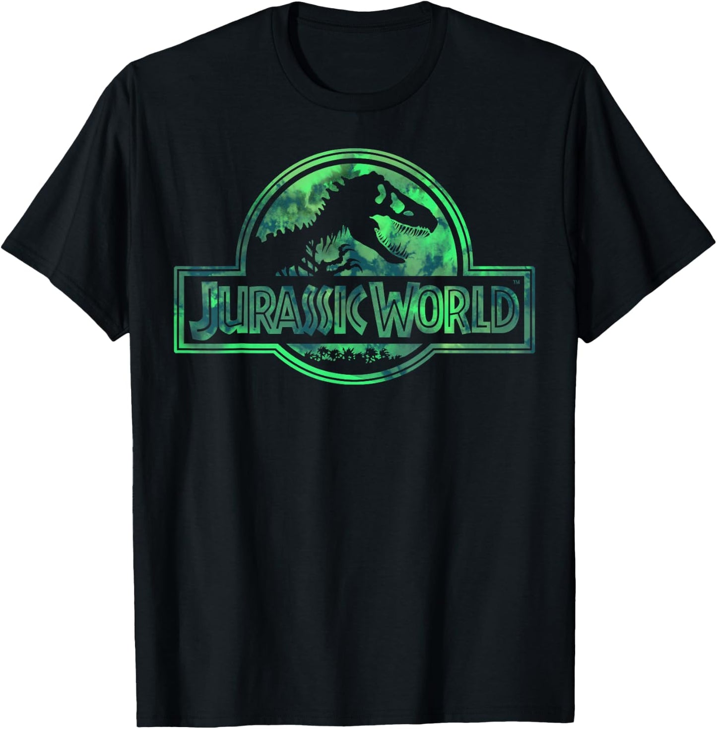Jurassic World Green Teal Watercolor Logo Small T-Shirt - T-Shirt | Black