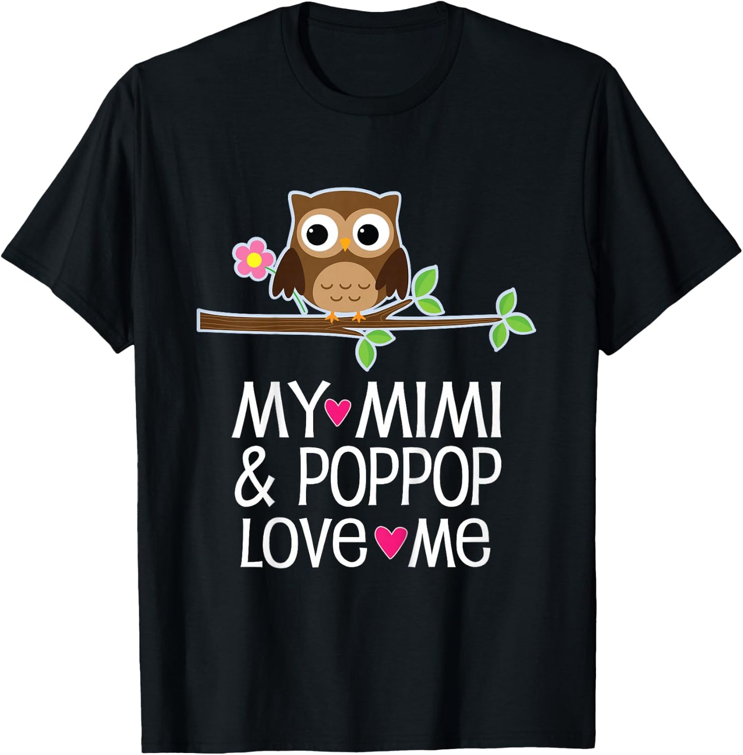 My Mimi and PopPop Love Me Grandchild Owl T-Shirt - T-Shirt | Black